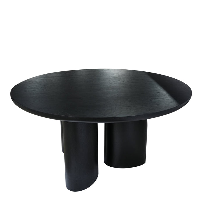 Nobu 1.5m Round Dining Table - Full Black Oak