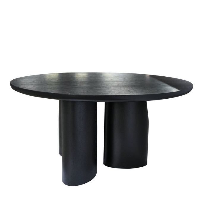 Nobu 1.5m Round Dining Table - Full Black Oak