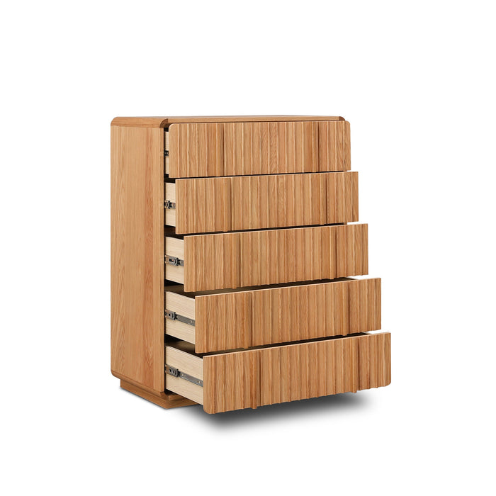 Elviano Tallboy Drawer Chest - Natural