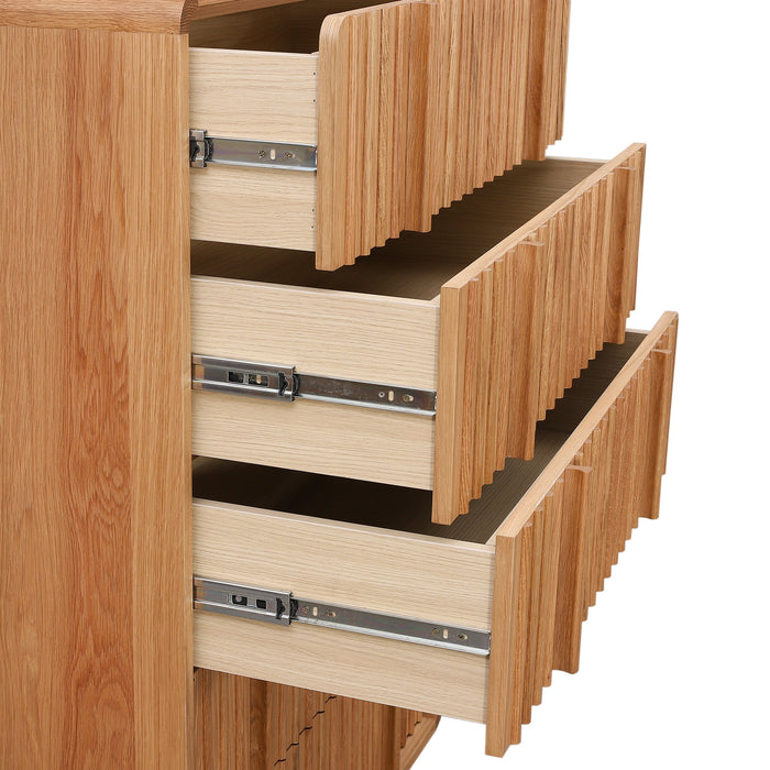Elviano Tallboy Drawer Chest - Natural