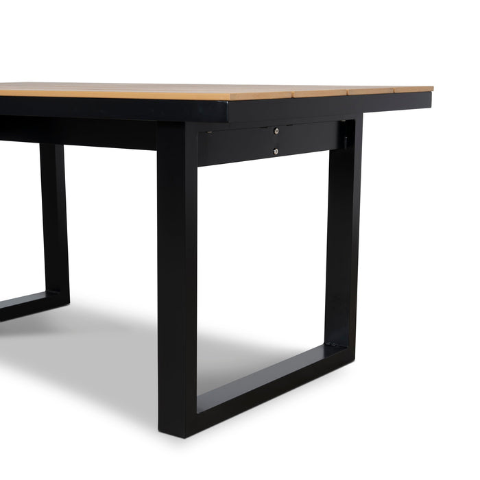 Monderra 1.6m Black Outdoor Dining Table - Natural