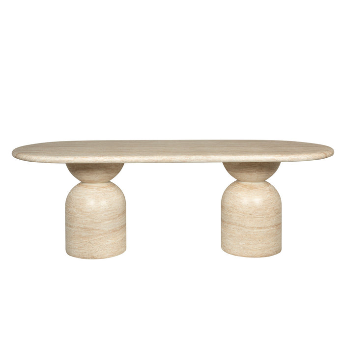 Palatino 2.2m Oval Dining Table - Light Travertine Look