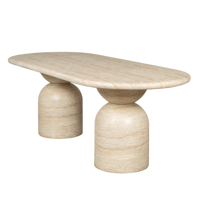 Palatino 2.2m Oval Dining Table - Light Travertine Look