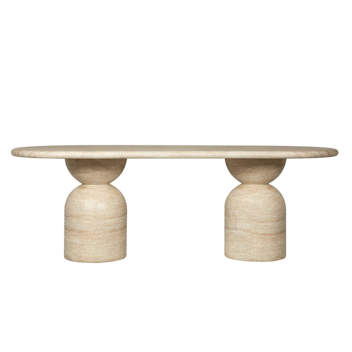 Palatino 2.2m Oval Dining Table - Light Travertine Look