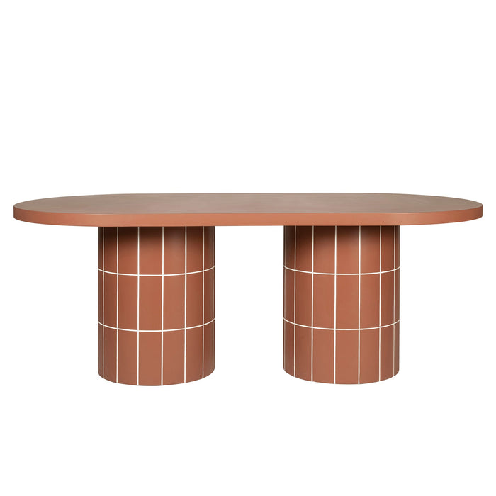 Lutetia 2m Concrete Oval Dining Table- - Terracotta