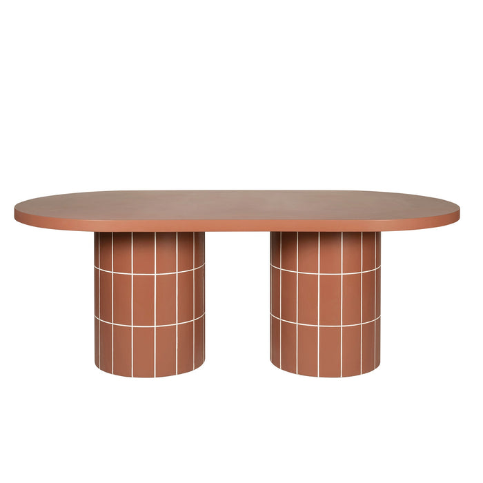 Lutetia 2m Concrete Oval Dining Table- - Terracotta