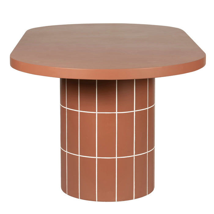 Lutetia 2m Concrete Oval Dining Table- - Terracotta