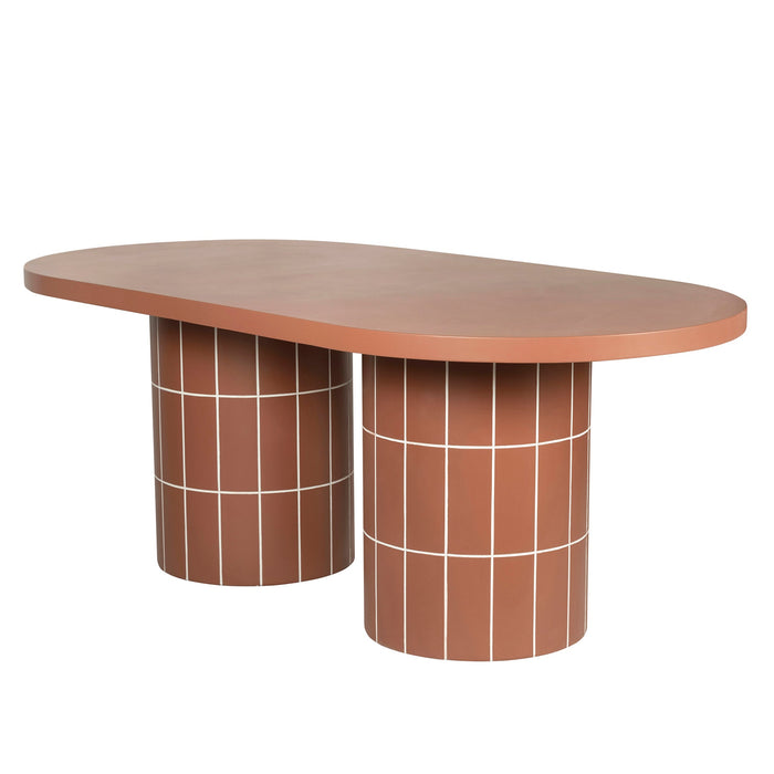 Lutetia 2m Concrete Oval Dining Table- - Terracotta