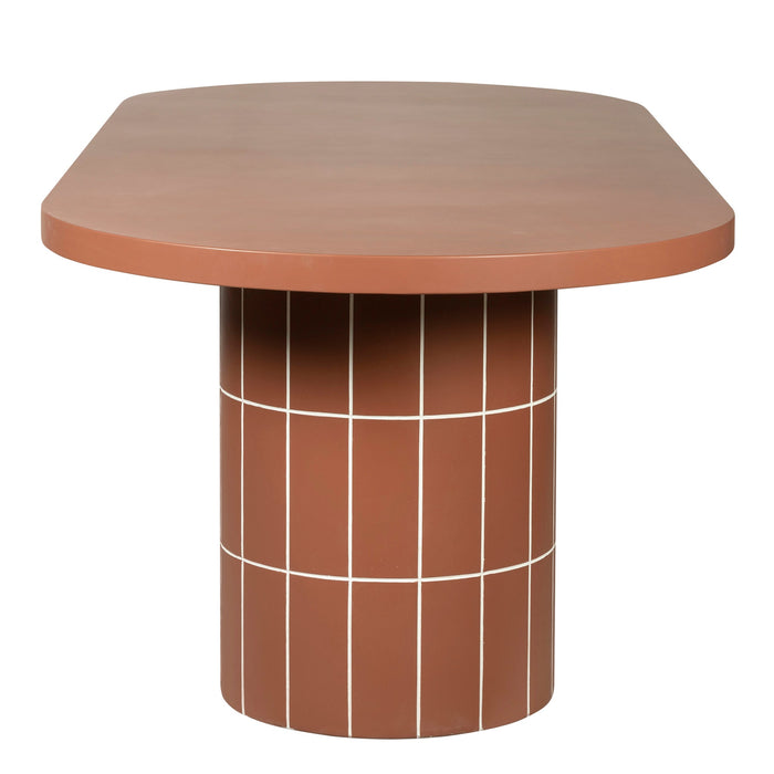 Lutetia 2.4m Concrete Oval Dining Table - Terracotta