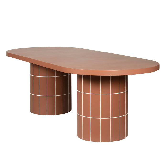Lutetia 2.4m Concrete Oval Dining Table - Terracotta