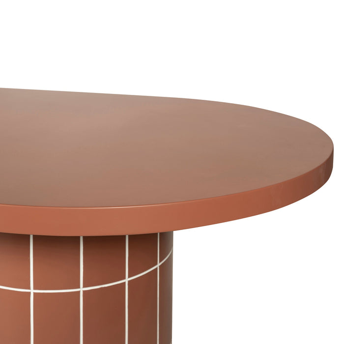 Lutetia 2.4m Concrete Oval Dining Table - Terracotta