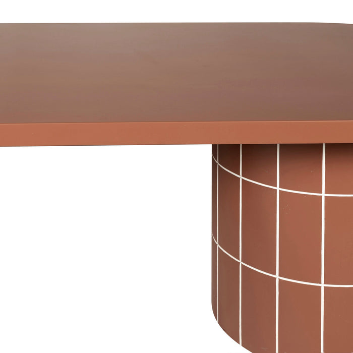 Lutetia 2.4m Concrete Oval Dining Table - Terracotta