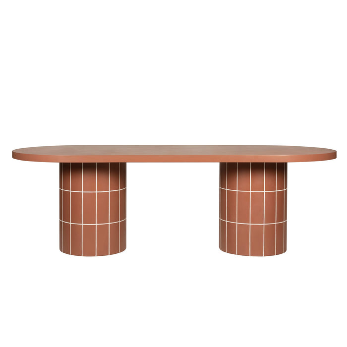 Lutetia 2.4m Concrete Oval Dining Table - Terracotta
