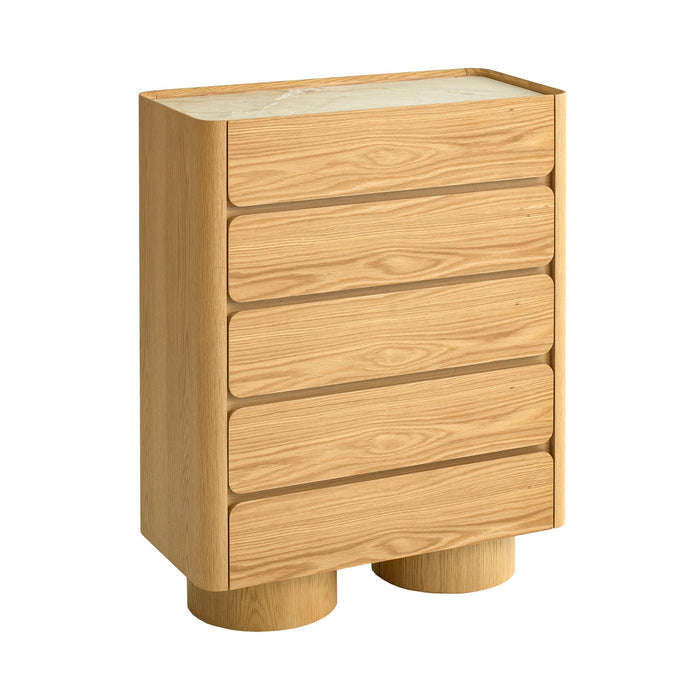 Elandra Stone Top Tallboy Drawer - Natural