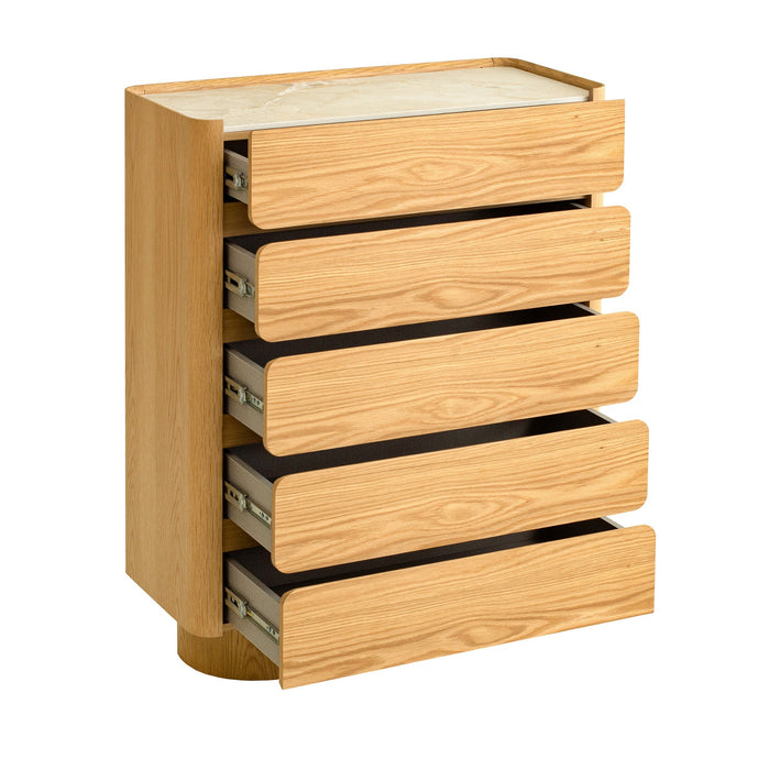 Elandra Stone Top Tallboy Drawer - Natural