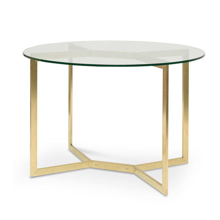 CDT2361-KS 1.2m Round Glass Dining Table - Gold Base