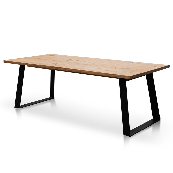 CDT6060-SI 2.2m Straight Top Dining table - Rustic Oak Veneer - Metal Legs