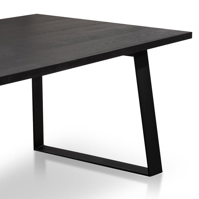 CDT6061-SI 2.2m Straight Top Dining table - Black Rustic Oak Veneer - Metal Legs