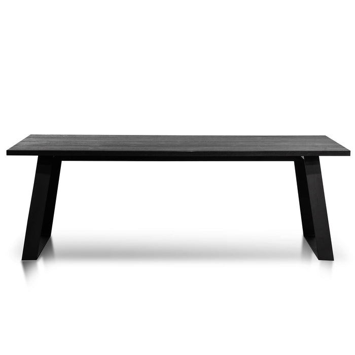 CDT6061-SI 2.2m Straight Top Dining table - Black Rustic Oak Veneer - Metal Legs