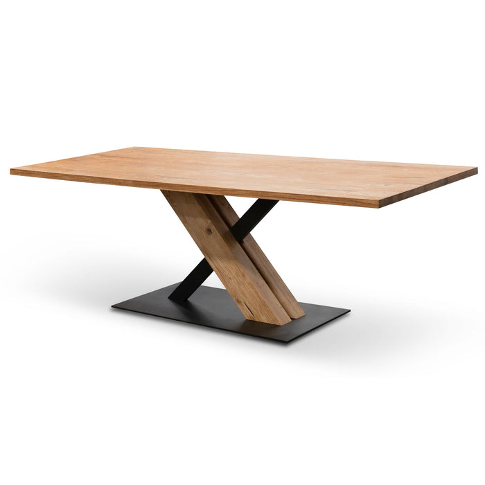 CDT2304-SI 2.2m Dining Table - Rustic Oak Venner - Wooden Metal base