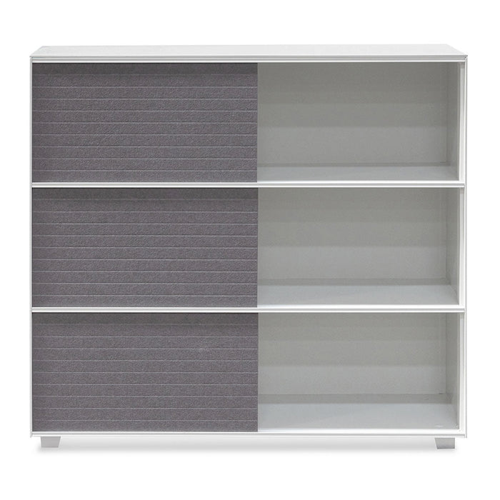 CDT6169-SN Inter-layered White Storage Cabinet - Grey Doors