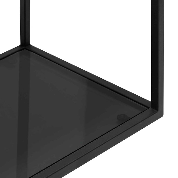 CDT6388-KS 1.2m Grey Glass Console Table - Black Base