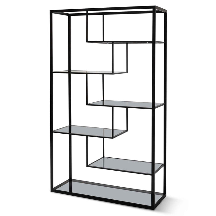 CDT6389-KS 1.2m Grey Glass Shelving Unit - Black Frame