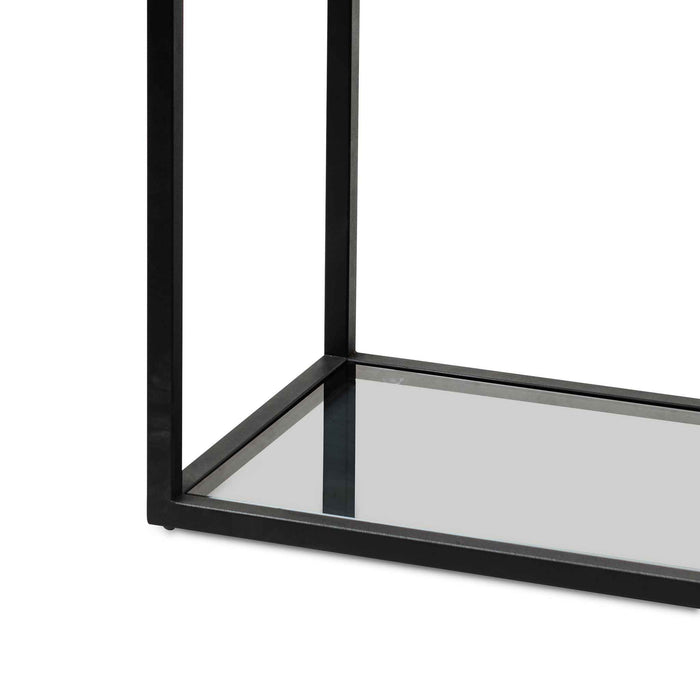 CDT6393-KS Grey Glass Small Shelving Unit - Black Frame