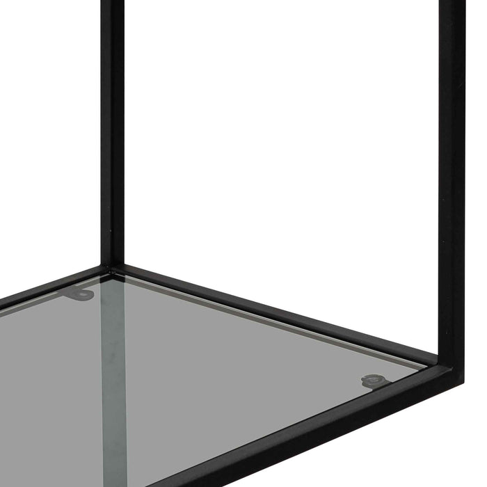 CDT6393-KS Grey Glass Small Shelving Unit - Black Frame