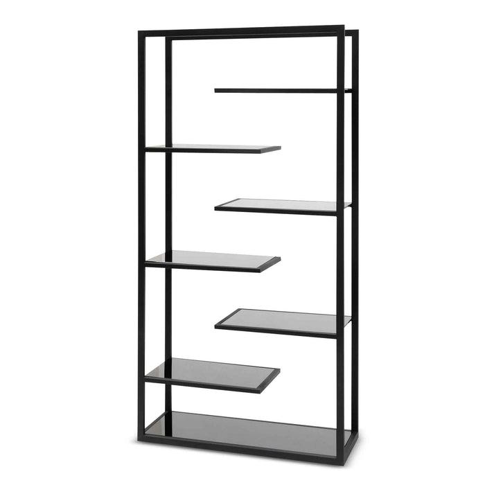 CDT6394-KS 1.8m(H) Black Glass Shelving Unit - Black Frame