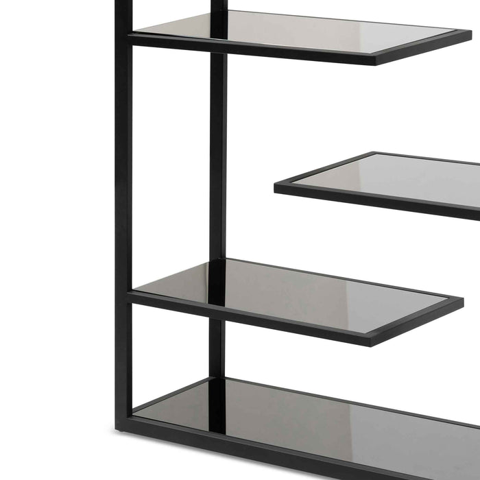 CDT6394-KS 1.8m(H) Black Glass Shelving Unit - Black Frame