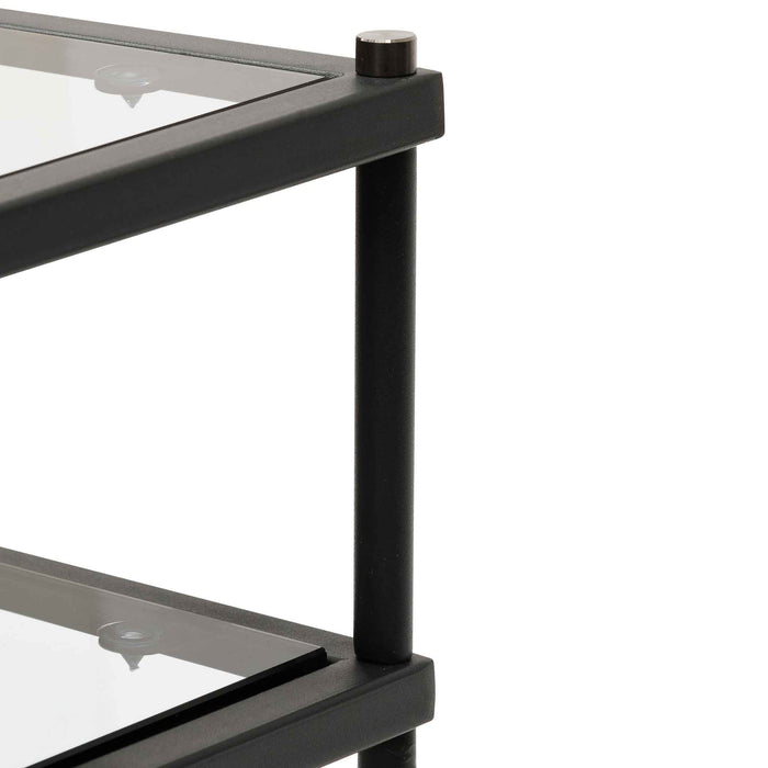 CDT6395-KS 1.2m Grey Glass Console Table - Black Base