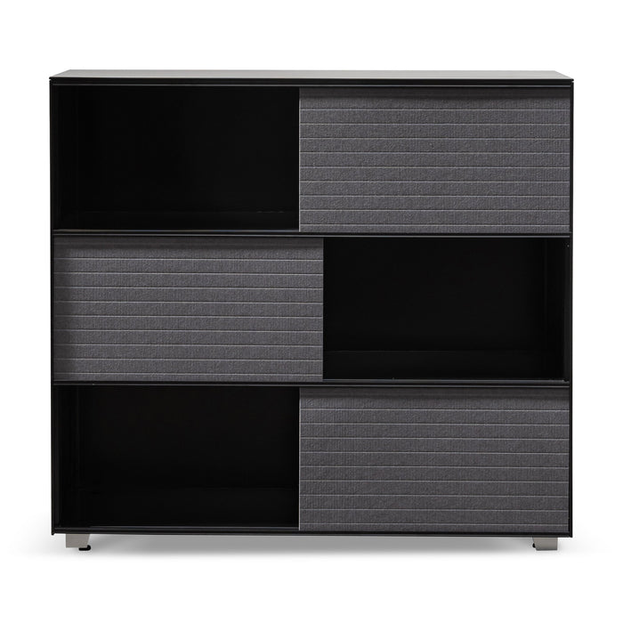 CDT6548-SN Inter-layered Black Storage Cabinet - Grey Doors