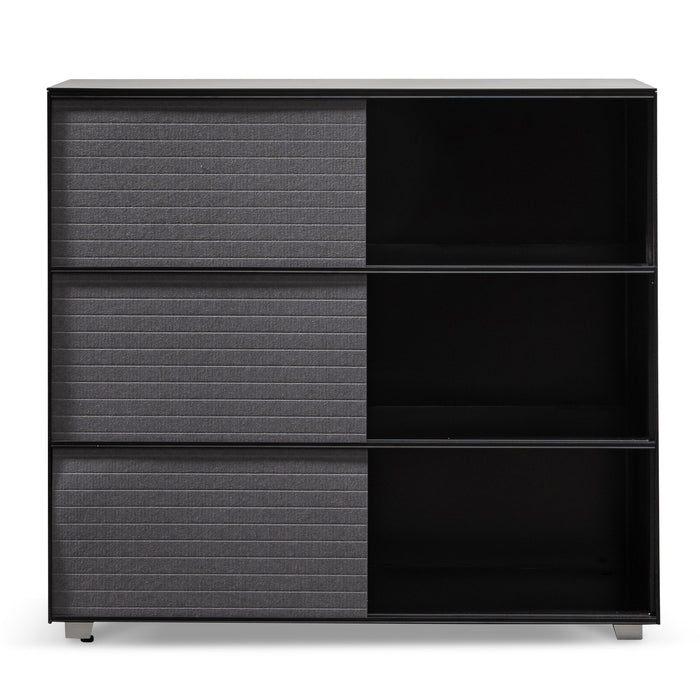 CDT6548-SN Inter-layered Black Storage Cabinet - Grey Doors