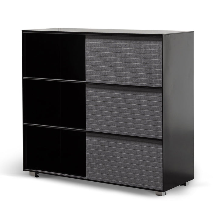 CDT6548-SN Inter-layered Black Storage Cabinet - Grey Doors