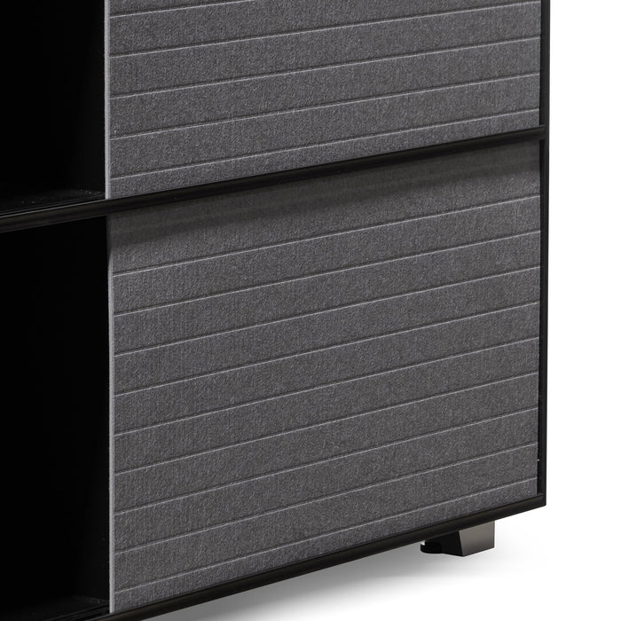 CDT6548-SN Inter-layered Black Storage Cabinet - Grey Doors