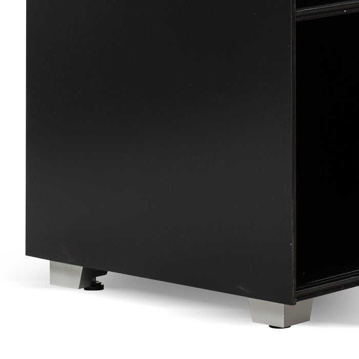 CDT6548-SN Inter-layered Black Storage Cabinet - Grey Doors