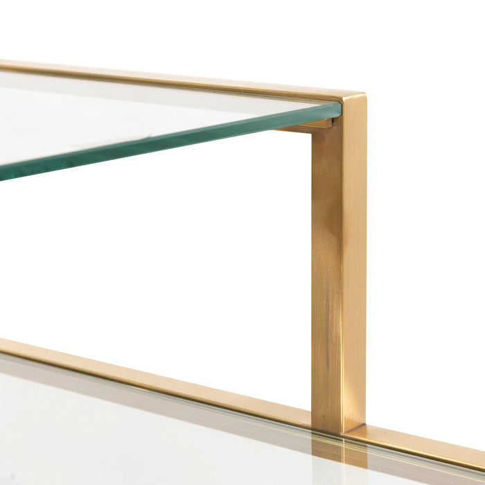 CDT6568-BS 1.4m Glass Shelving Unit - Brushed Gold Frame