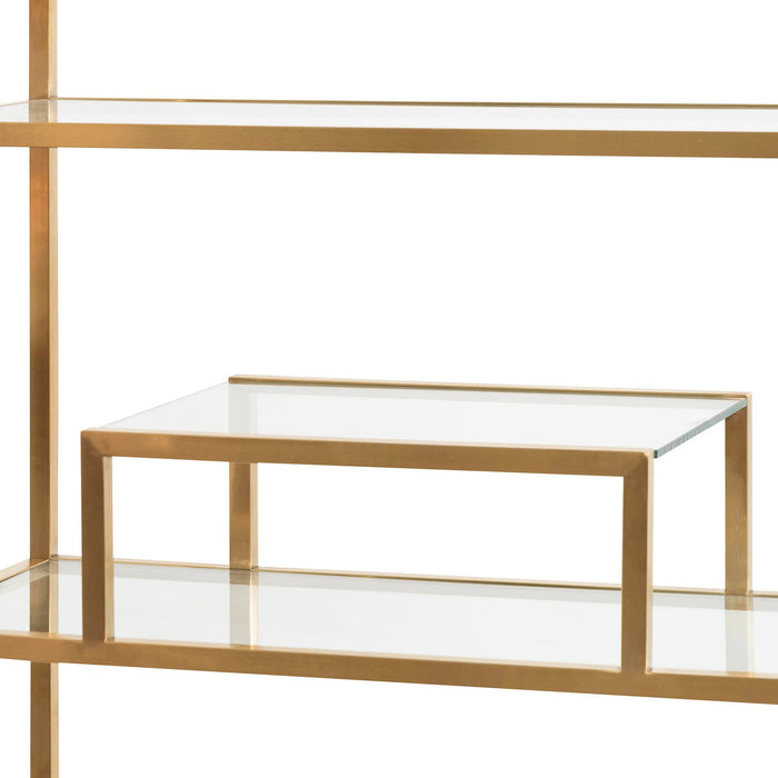 CDT6568-BS 1.4m Glass Shelving Unit - Brushed Gold Frame