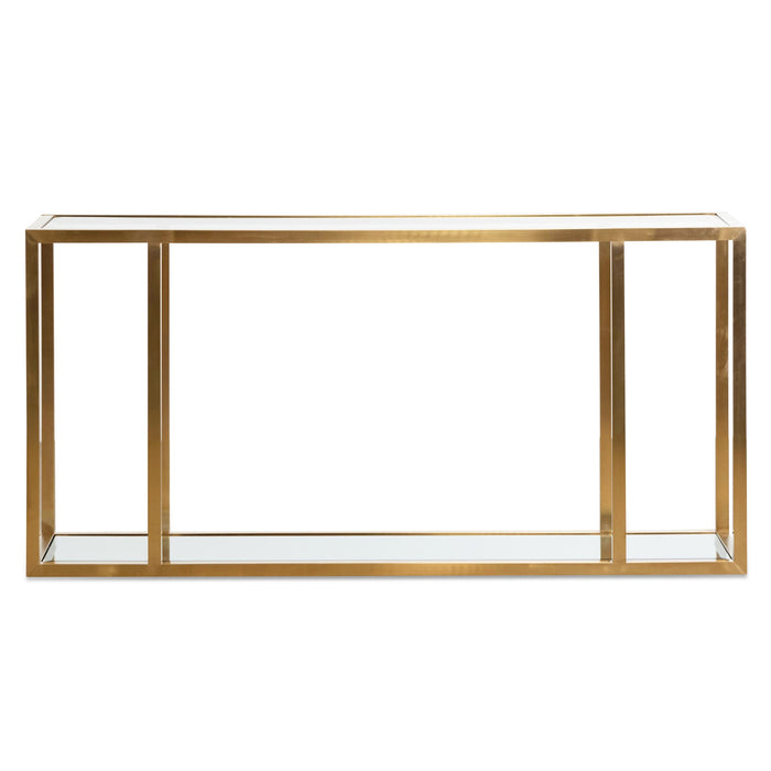 CDT6569-BS 1.6m Glass Console Table - Brushed Gold