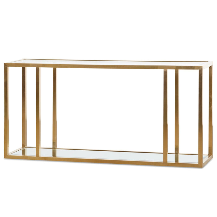 CDT6569-BS 1.6m Glass Console Table - Brushed Gold