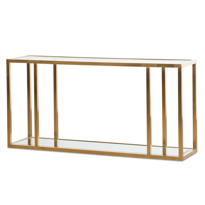 CDT6569-BS 1.6m Glass Console Table - Brushed Gold