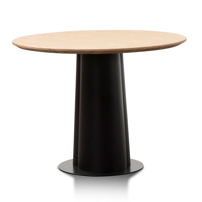 CDT6667-SD Round Wooden Dining Table - Natural Top and Black Base