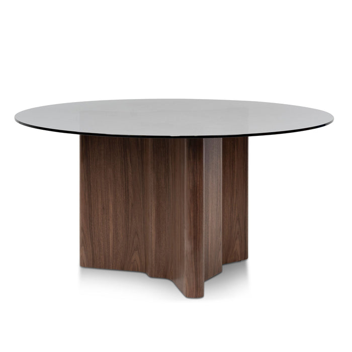 CDT6922-BB 1.5m Round Glass Dining Table - Walnut