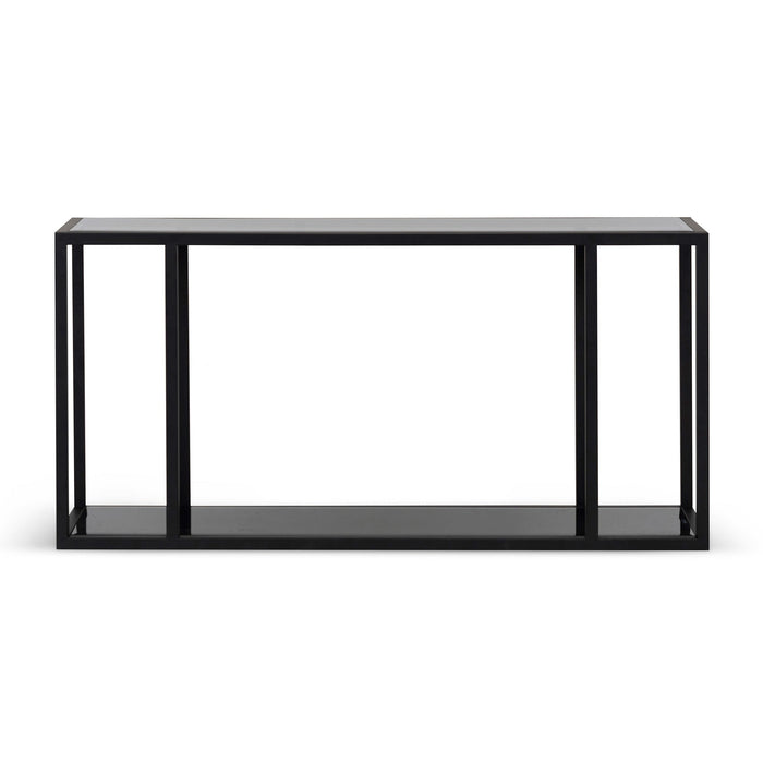 CDT6939-BS 1.6m Grey Glass Console Table - Black