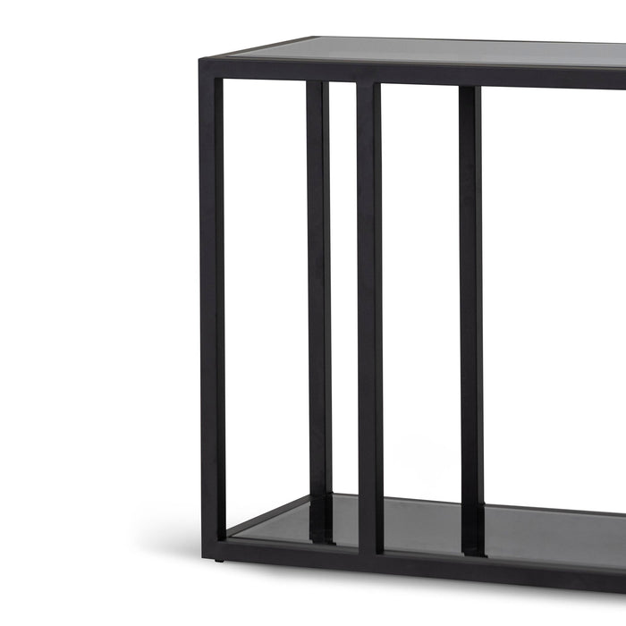 CDT6939-BS 1.6m Grey Glass Console Table - Black