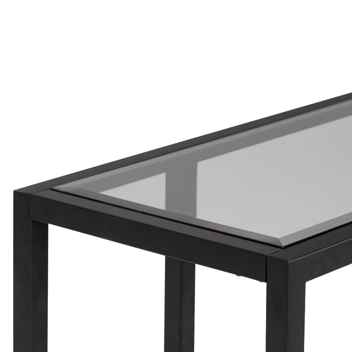 CDT6939-BS 1.6m Grey Glass Console Table - Black