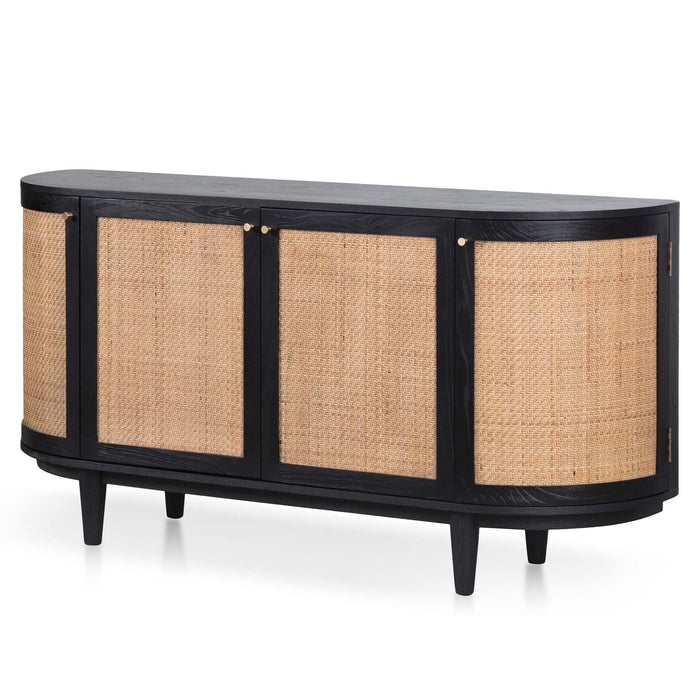 CDT6959-NI 1.7m Black Elm Sideboard - Rattan Doors