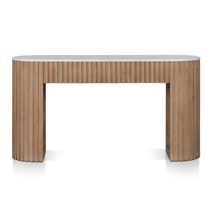 CDT6960-NI 1.6m White Marble Console Table - Natural