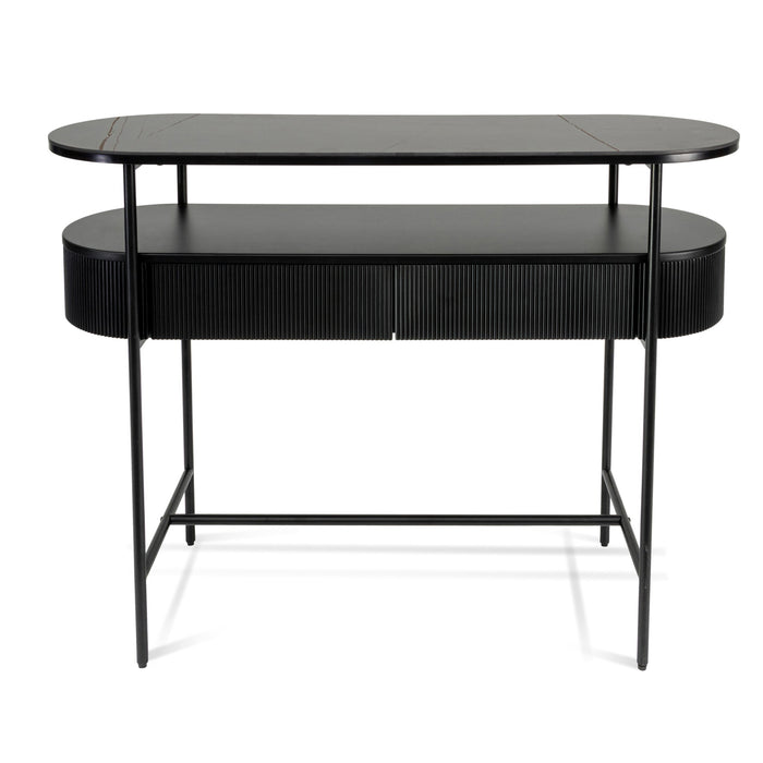 CDT6962-IG 1.2m Stone Top Console Table - Black